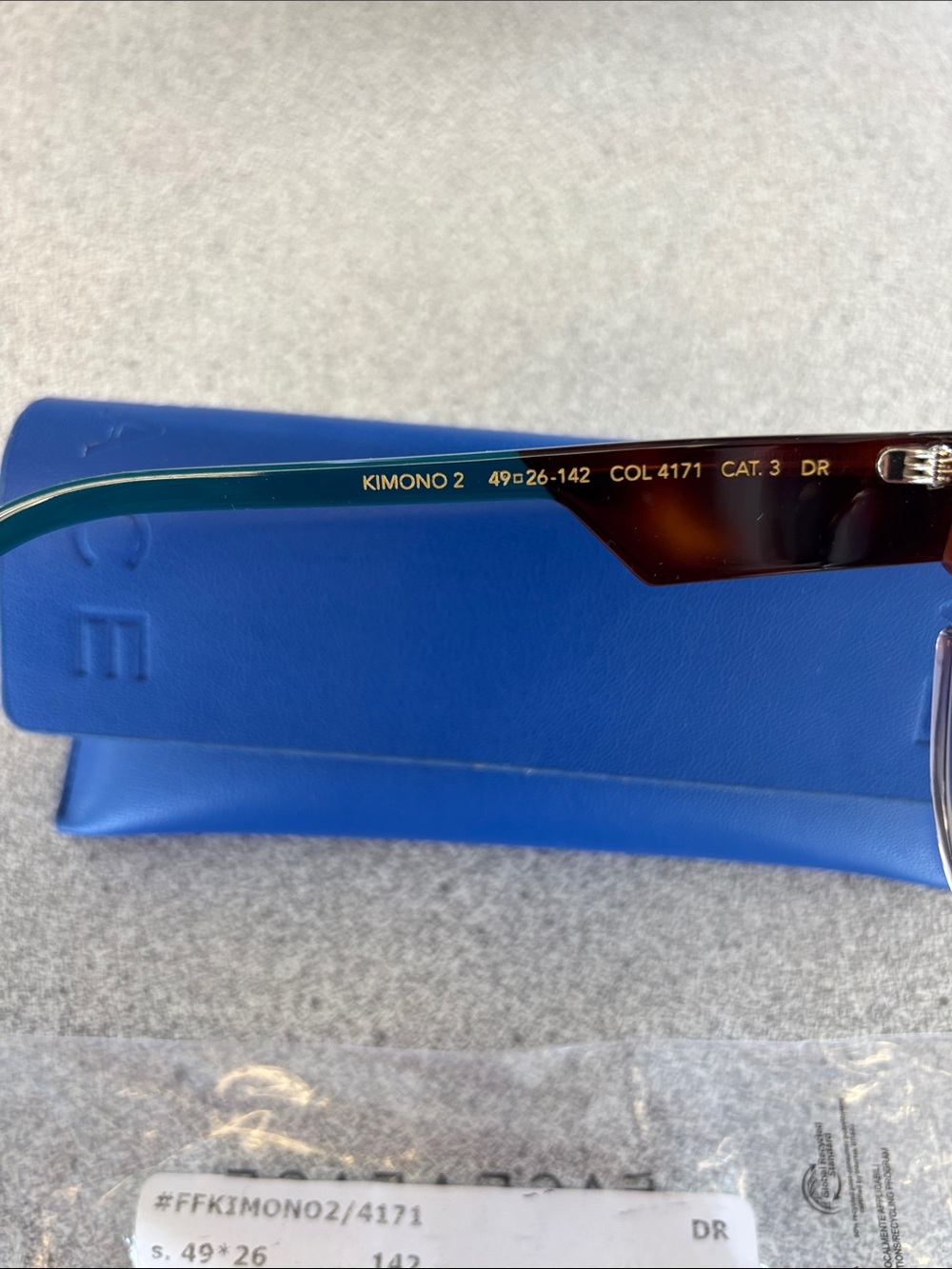 Women’s Two-Tone Brown to Clear Sunglasses with Blue Temples - Picture 5 of 9